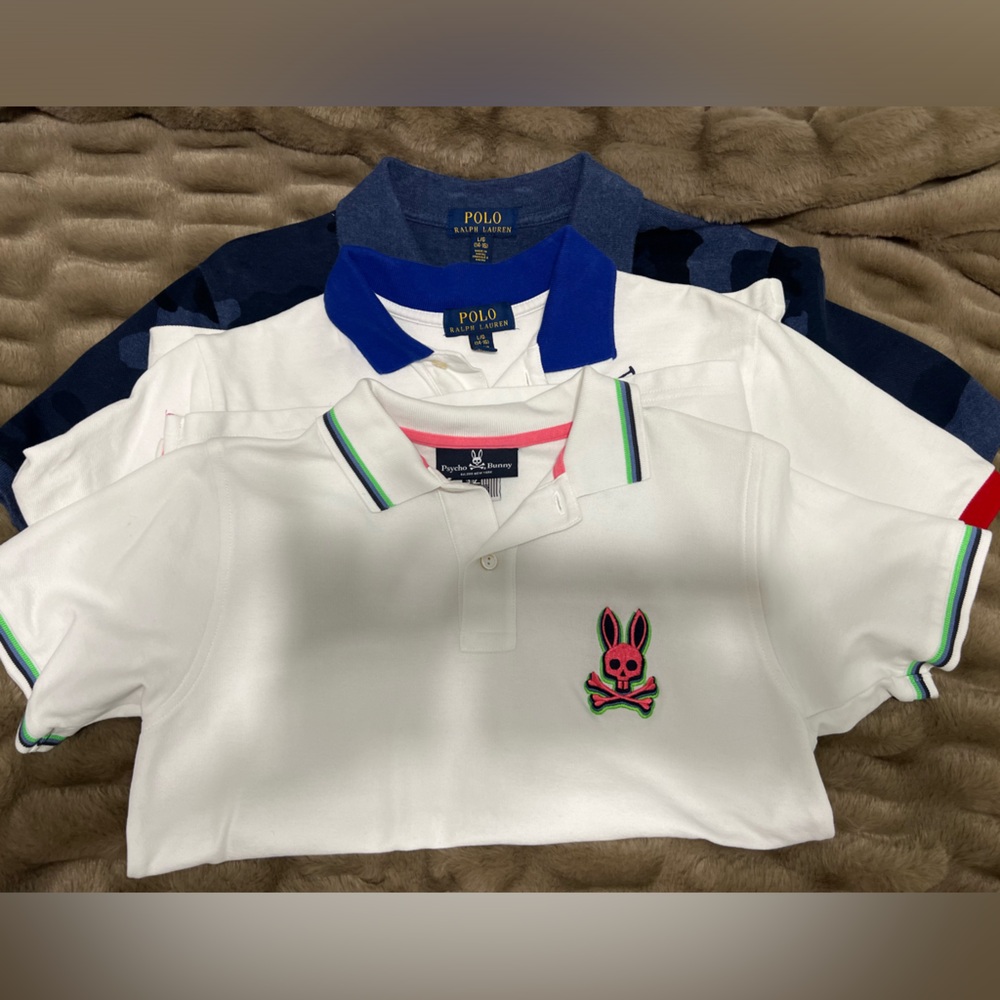 Psycho Bunny Kids Embroidered Logo Short Sleeve Polo Shirt Large & Ralph Lauren